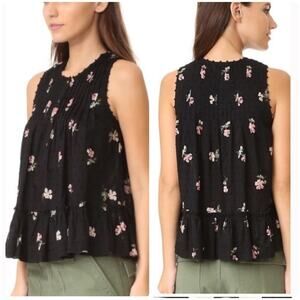 Ulla Johnson Cecile Blouse Black Floral